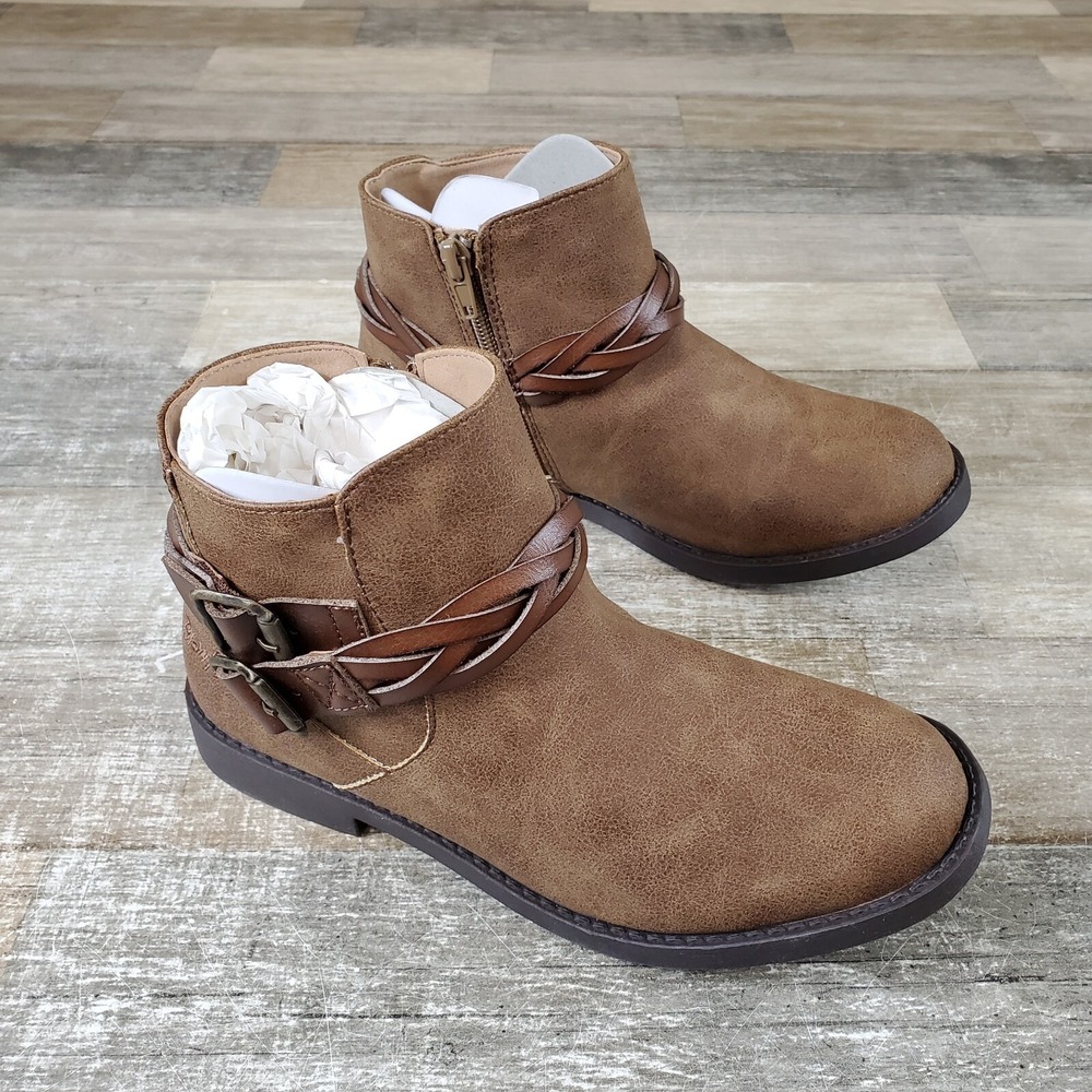 Blowfish Malibu Keepsake Ankle Boots Sz 4 M‎ Brown Kids Girls Zipper NWOB